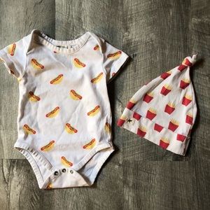 Monica & Andy Chicago Dog and Fries Onesie and Hat